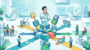 Современная иллюстрация ошибок позиционирования стоматологических клиник для статьи о продвижении сайтов в 2026 году